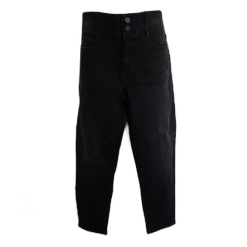 Apt 9 Women's Mid-Rise Black Straight Ankle Jeans with Stretch Waistband Size 12